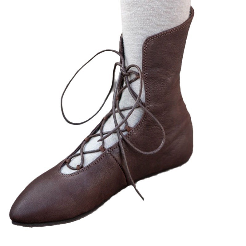 Medieval Men'S Accessories - Sepatu Bot Kulit Model Tali Silang