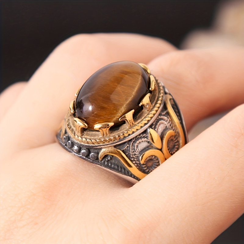 Men'S Accessories Hand Bands - 1 Buah Cincin Batu Permata Sintetis
