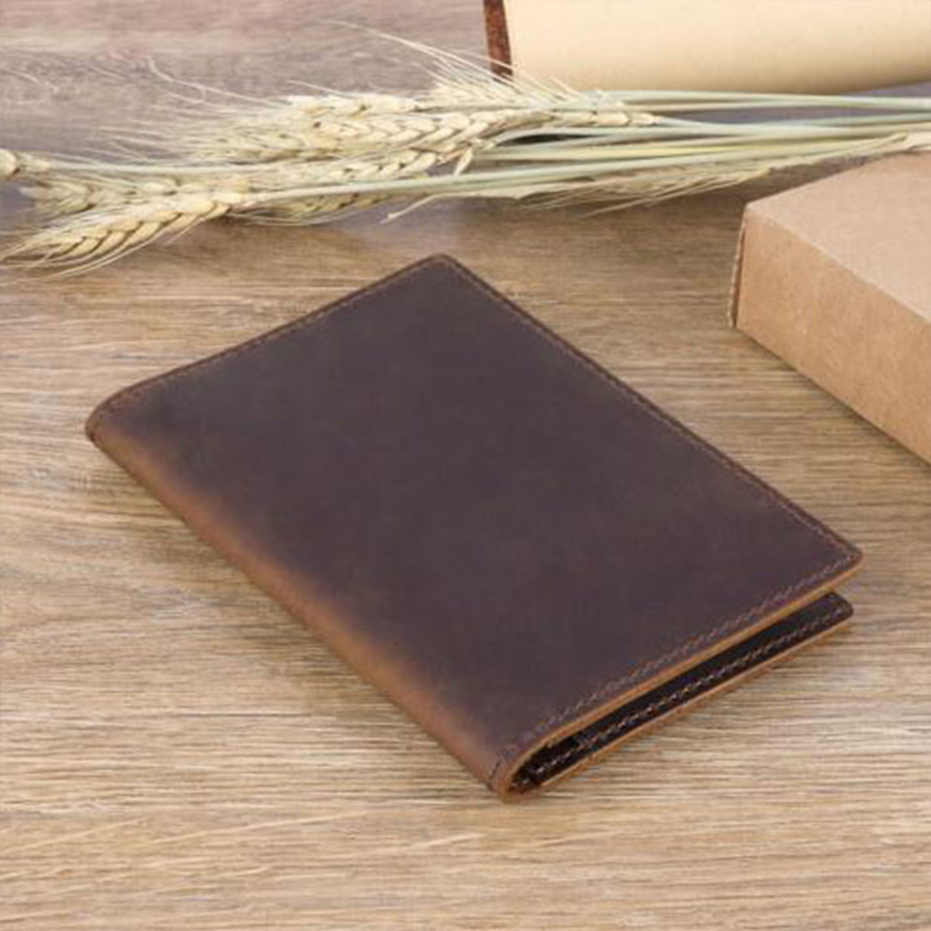 Passport Wallet Rfid - Crazy Horse Kulit Case Retro Buatan