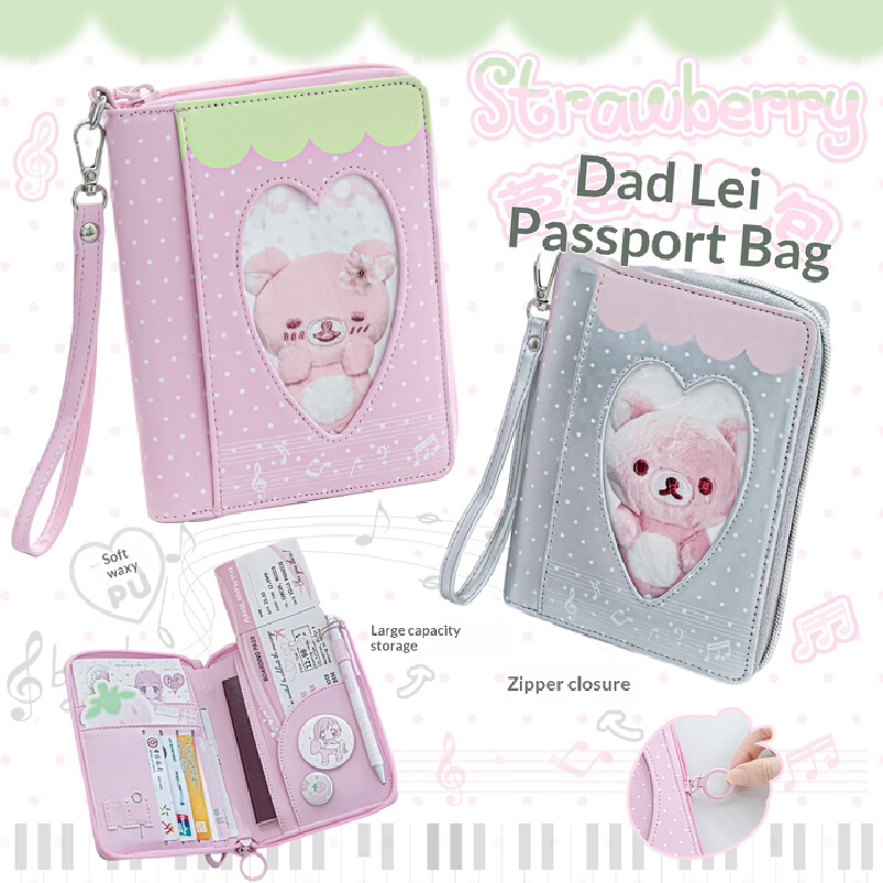 Passport Wallet Rfid - Dompet Paspor RosyPosy Motif Polkadot Stroberi