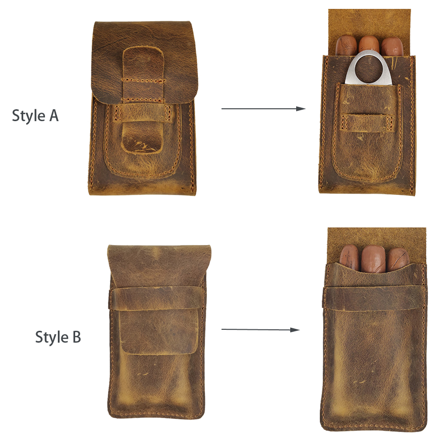 Cigar Cutter Set - Kotak Cerutu Kulit Tiga Jari Portabel