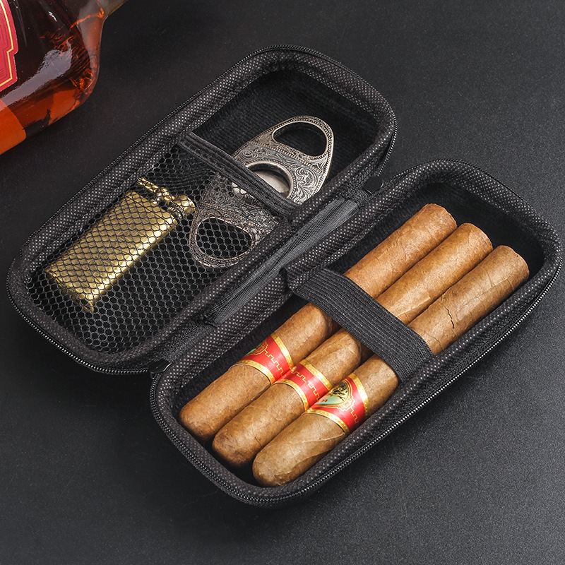 Cigar Cutter Set - Kotak cerutu portabel tas penyimpanan perjalanan