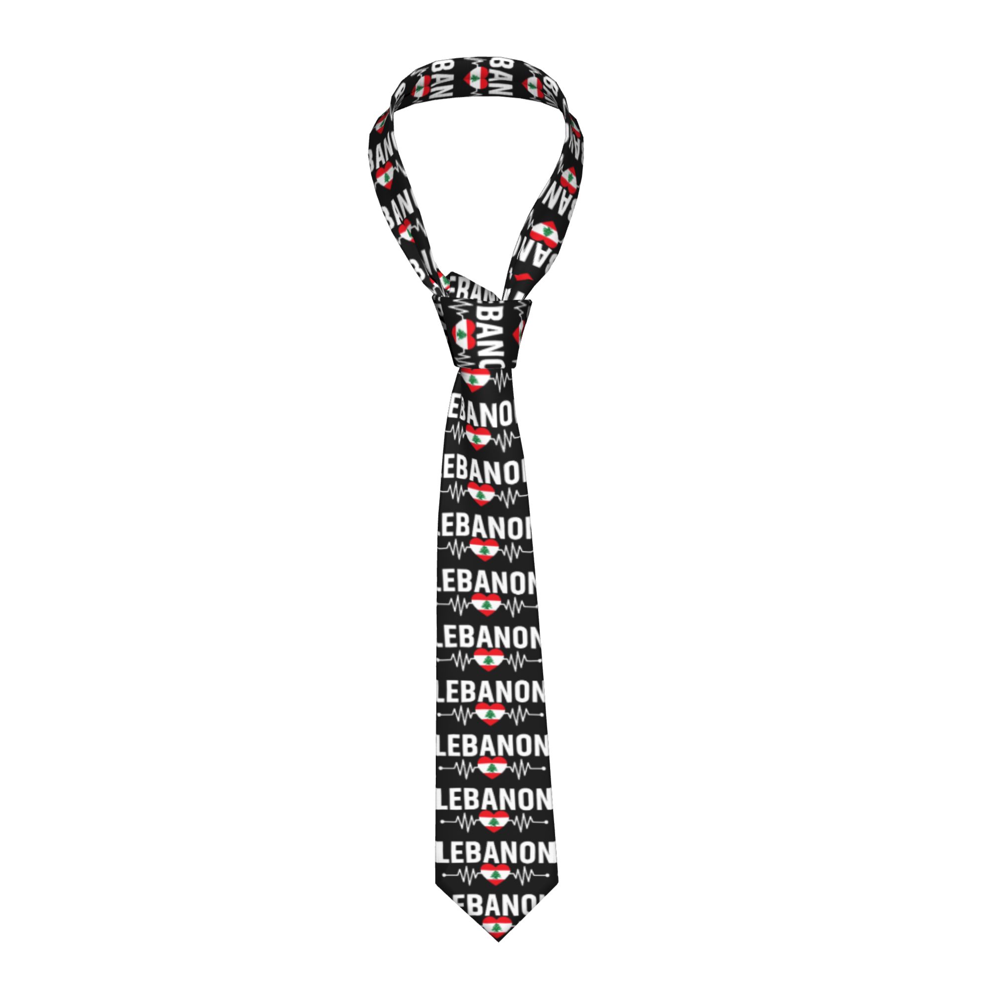 Men Accessories Lebanon - Dasi Bendera Lebanon Motif Detak Jantung