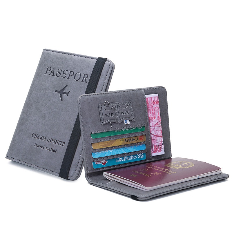 Passport Wallet Rfid - Penutup paspor kulit gelang elastis, penata