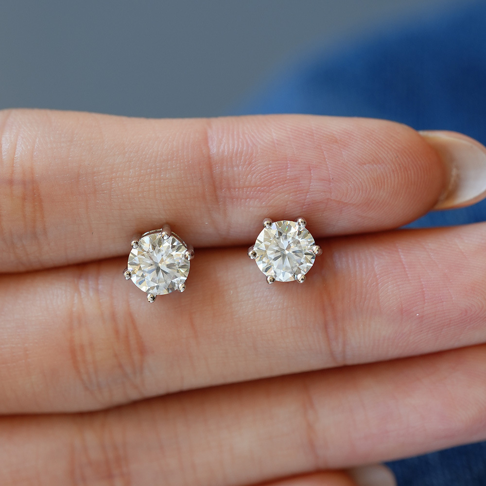 Men'S Minimalist Accessories - Anting-anting Moissanite Bulat Perak 925 untuk