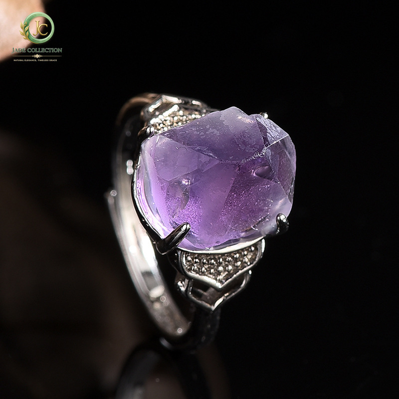 Men'S Accessories Hand Bands - Cincin Batu Amethyst Alami Ukiran Tangan